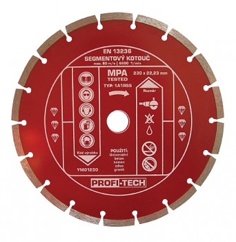 Kotouč diamantový segmentový standart 230 / 22 mm PROFI-TECH 