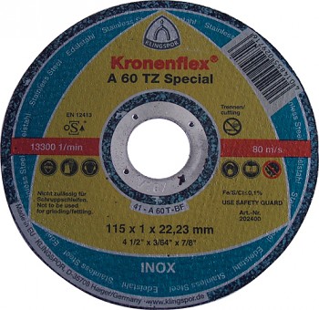 Řezný kotouč na inox A 60 TZ Special 115 x 1,0 x 22 Klingspor