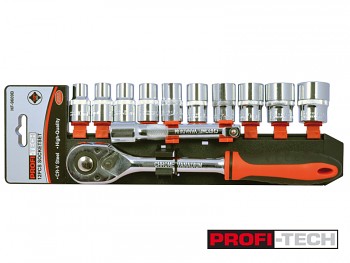 Gola sada + ráčna 1/2" 12 ks PROFI-TECH CrV