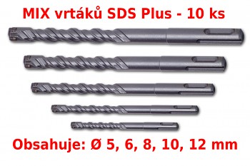 MIX 10 ks čtyřbřitých vrtáků SDS Plus