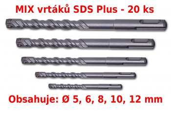 MIX 20 ks čtyřbřitých vrtáků SDS Plus