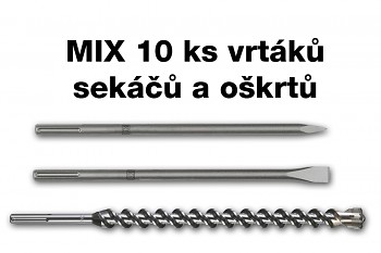 MIX 10 ks SDS MAX vrtáků, sekáčů a oškrtů