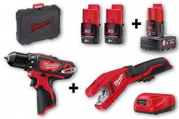 START SET 4 M12  Milwaukee M12BDD + C12PC + 3x aku