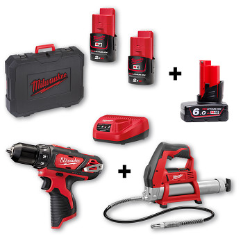 START SET 5 M12  Milwaukee M12BDD + M12GG + 3x aku