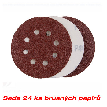 Sada 24 ks brusných papírů 125 mm se suchým zipem